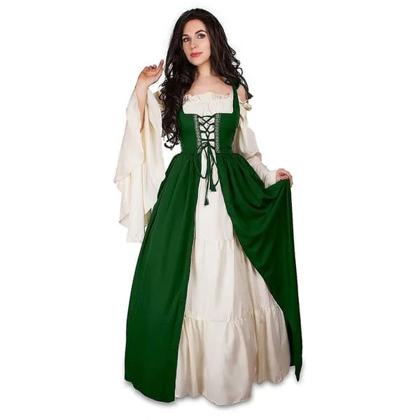 Medeltida Punk Klänning Cosplay Halloween Kostymer Kvinnor Palace Karneval Fest Förklädnad Prinsessa Kvinna Viktoriansk Vestido Robe Marinblå Grön