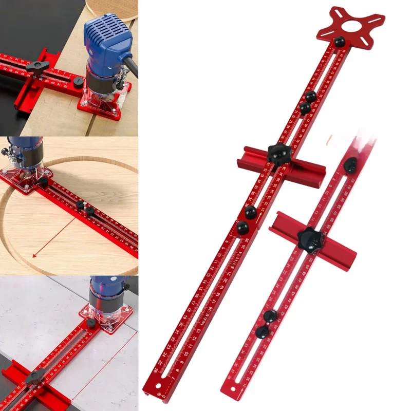 AliExpress - Uitgebreide 3 in 1 Router Freesgroefbeugel, 9-61 cm Radius Router Cirkel Snijmal, Aluminium Kast Hardware Jig voor Houtwerk