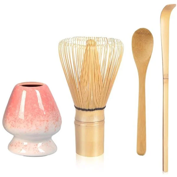 Matcha-setti - Matcha-vispilä - 4 kappaleen setti - Bambu matcha-kulho - 11cm - Perinteinen lusikka (tee) - Teelusikka - Sekoituspidike - Täydellinen 