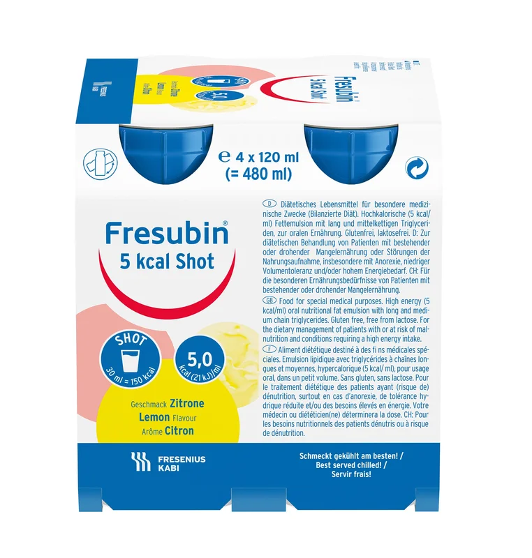 Fresubin 5 kcal Shot fettemulsjon sitron 4x120 ml