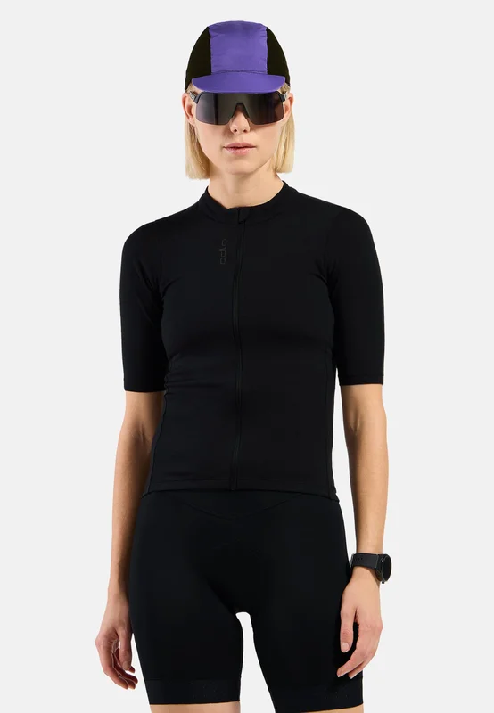 Odlo Women's Zeroweight Merino Cycling T-Shirt Full-Zip, M, black