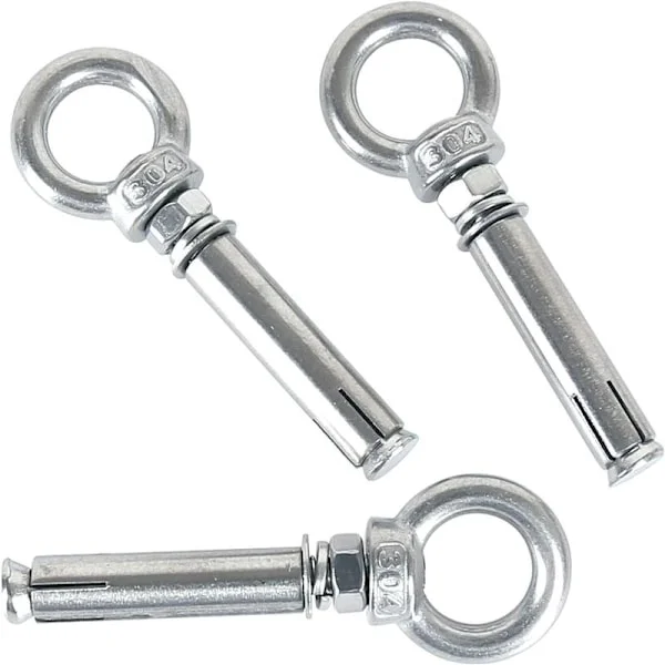 Expansion Bolts M8 x 80mm Steel Sleeve Eye Bolt 304 Stainless Concrete Expanding Anchor Eye Screw Pins Bolts 5-Pack