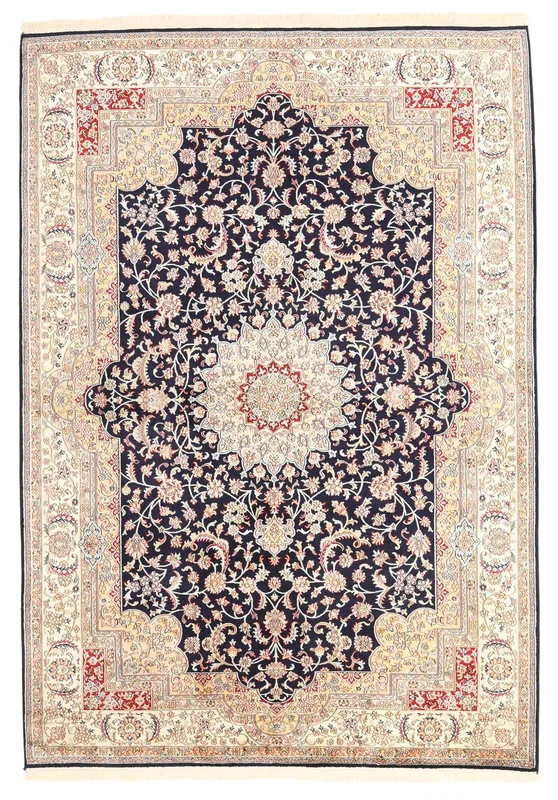 Handgeknoopt Kashmir Puur Zijde Vloerkleed 173X247 Zijden Tapijt Beige/Lichtgrijs