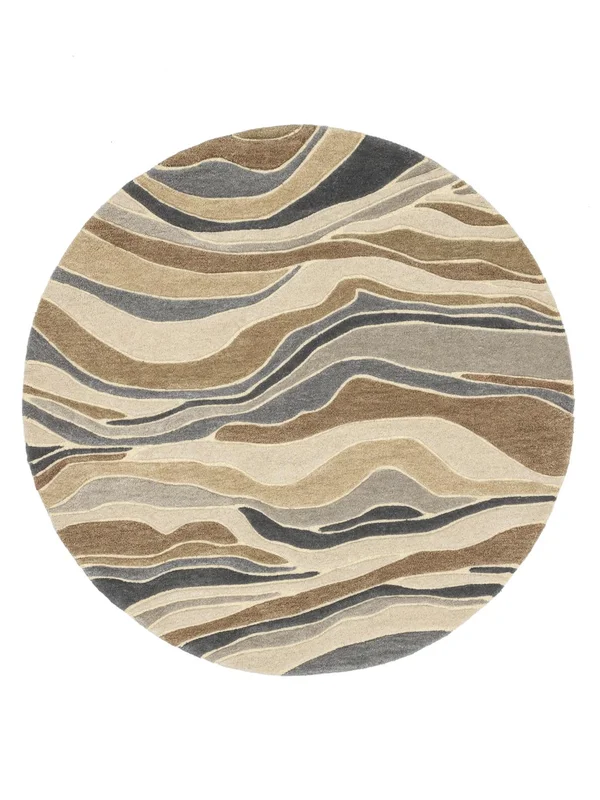 Small Marble Rug - Grey/Beige Ø 150 Wool, Scandinavian Style