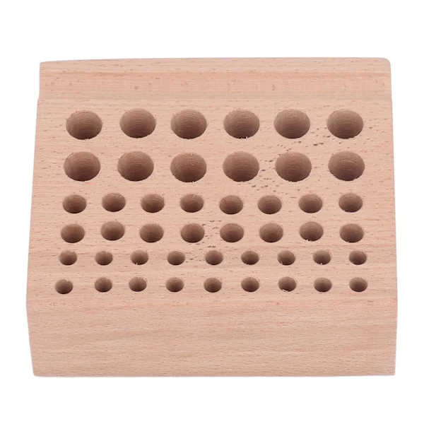 Leather Tool Holder 46 Holes Beech Wood Professional Leather Tool Organizer Storage Box for Leather Craft Tools