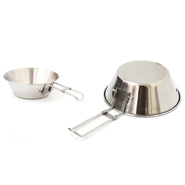 Camping Kokekar Rustfritt Stål Panne Bolle, 1 stk, 300ml Utendørs 304 rustfritt stål sammenleggbar bolle piknik risbolle grill sammenleggbar kopp 