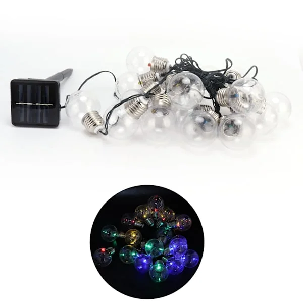 20 LED Solar Färgglada Glödlampor Ljusslinga Utomhus Vattentät Dekorativ Lampa Bröllopsfest Dekor