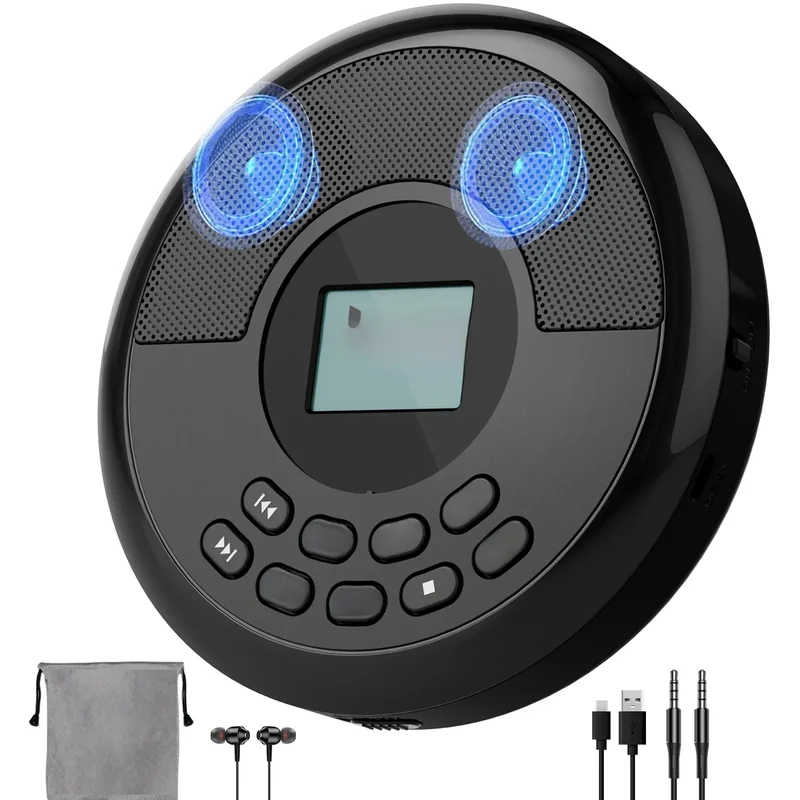 AliExpress - Walkman cd portable avec lecteur cd transimant bluetooth portable avec haut-parleurs et écouteurs discman rechargeable avec USB