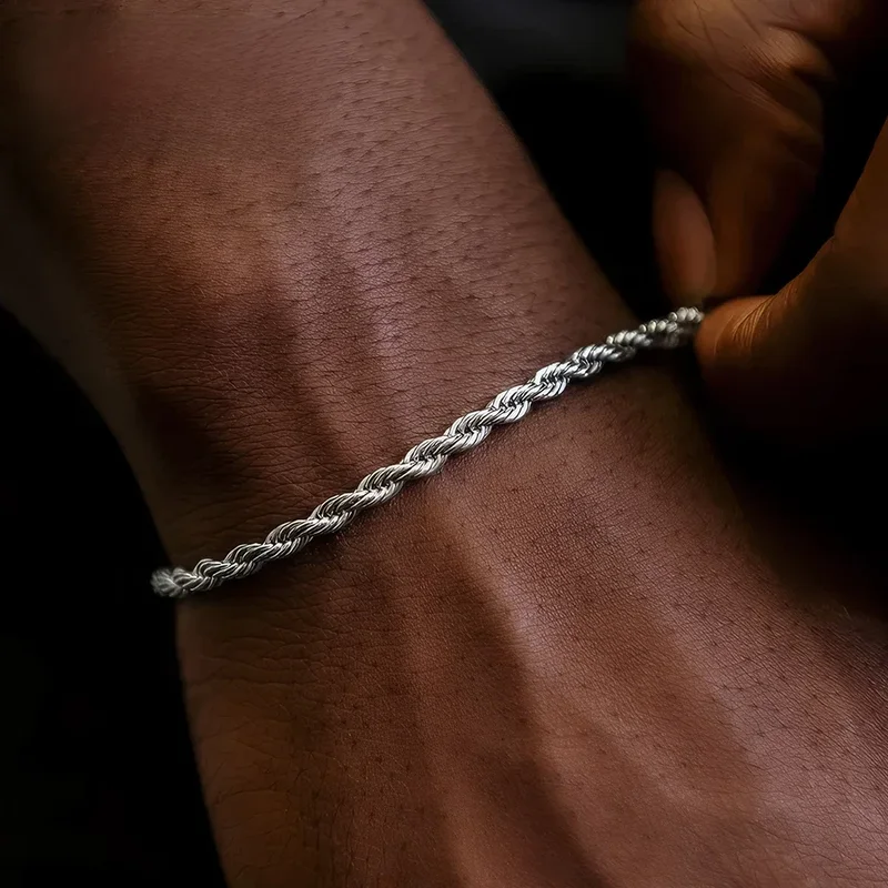 AliExpress - EManco 2/3/4/5MM corde torsadée chaîne Bracelet pour femme homme Hip Hop Punk couleur argent acier inoxydable bijoux de mode