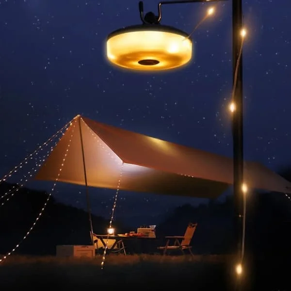 2-i-1 LED-campinglykta och ljusslinga - Vattentät och bärbar för utomhusbruk - USB-laddningsbar multifunktionell campinglampa! varm 10M varm 10M