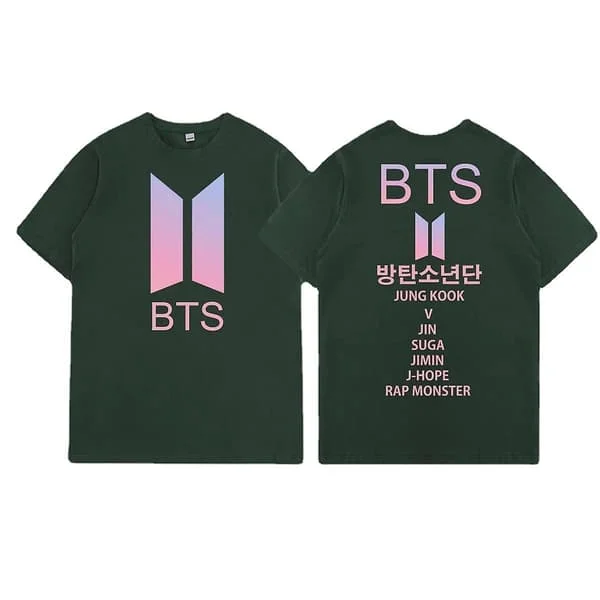 Bts Sama lyhythihainen rento löysä tähti lyhythihainen T-paita toppi vihreä