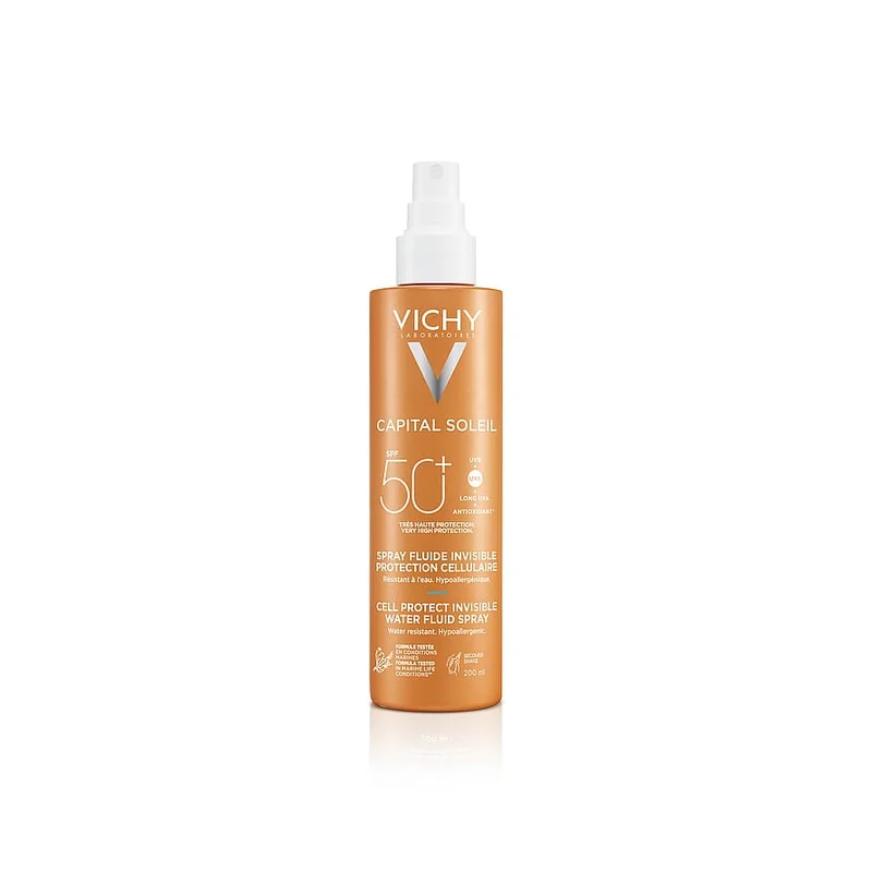 Vichy Capital Soleil Cell Protect Solspray SPF50+ 200 ml, Hudpleje, Solcreme, Solcreme Til Ansigtet