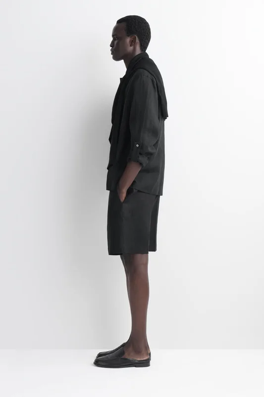 COS Men's Tailored Linen Shorts in Black