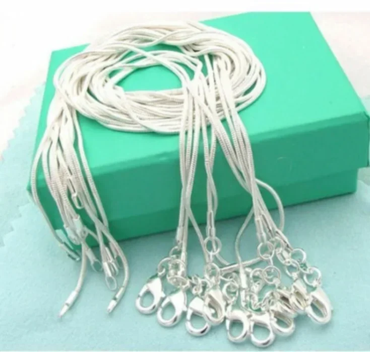 AliExpress - 5/ 10 pièces 40-75CM 925 argent sterling 1MM serpent chaîne collier bijoux pour homme femmes breloques de mariage pour pendentif