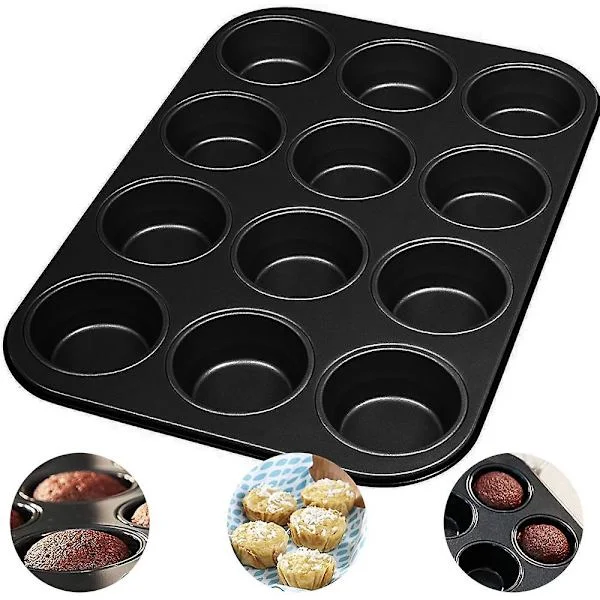 Non-stick bakeform 12 hull med karbonstål baking rund bakeform teflonbelegg bakeplate ovnsutstyr baking-FA-