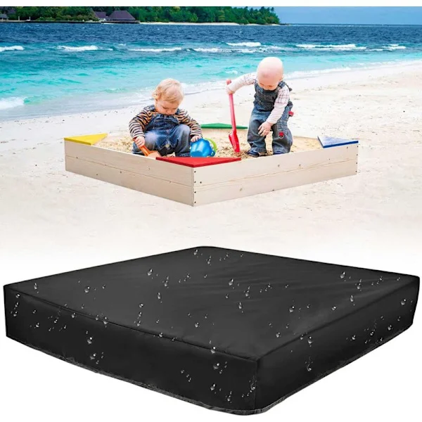 (L)Sunshine smile Sandpit Tarpaulin, Vattentät Sandlåda, Sandlåda Cover, Sandlåda Cover, med Dragsko, Sandlåda Canopy