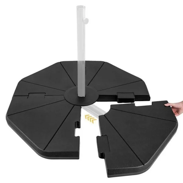 Parasolfot COSTWAY - Fylld med vatten 58 KG eller sand 78 KG i HDPE - 4 plattor - Svart