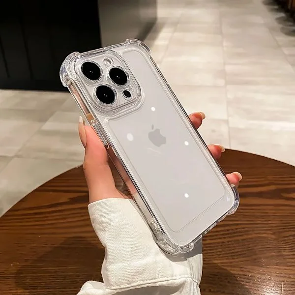 Lyxigt Transparent Silikonskal för iPhone 16 15 14 13 12 11 Pro Max 16E XR X XS 7 8 14 15 Plus SE2 Stötsäkert Mjukt Skal
