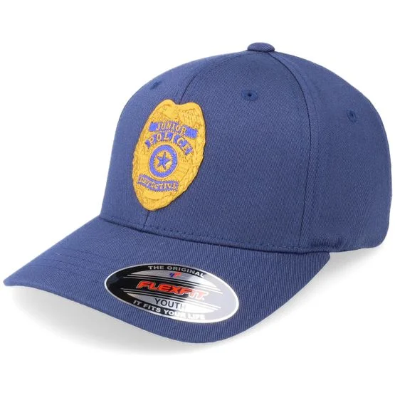 Kiddo Cap - Blå flexfit Caps - Kids Junior Police Badge Navy Stretch Fit @ Hatstore