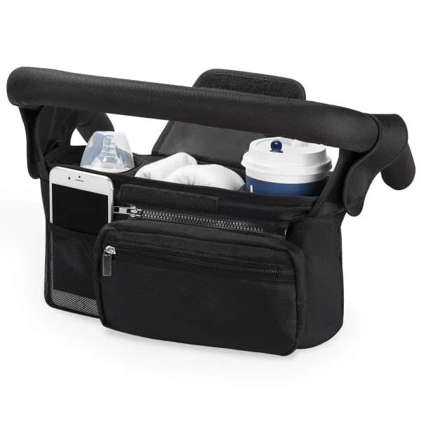 Black, Stroller Organizer, Universal Stroller Storage Bag with 2 Cup Holders, Insulated Bottle Holder, Large Pocket for Phone o-FF-
