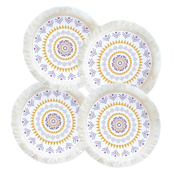Bordsunderlägg 4 st Vävda Boho Mandala Bordsunderlägg