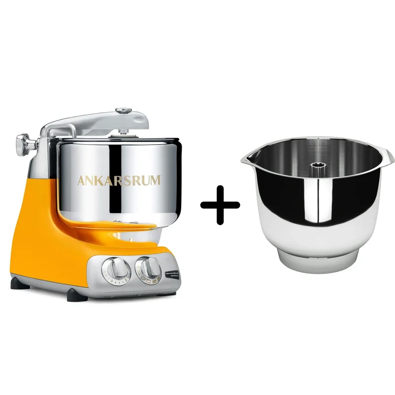 Ankarsrum Assistent AKM 6230 Kjøkkenmaskin + Original vispebolle, sunbeam yellow