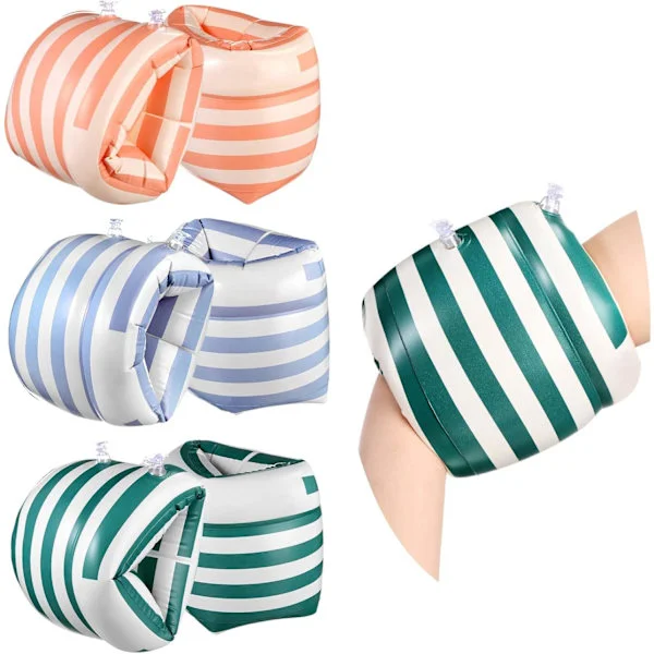 XJ-Arm Puffar PVC Uppblåsbara Armband Randiga Pool Flythjälpmedel Ärmar Simning Arm Flyt Ringar_yux
