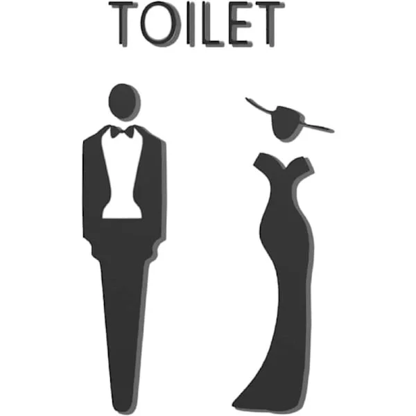 Toalettskylt, WC-skylt, dörrskylt för dam- och herrtoalett, herr- och damtoalett