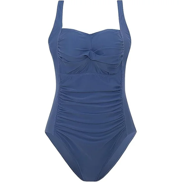 Women's One Piece Swimsuit Tummy Control Ruched Monokini Tribal Swimwear - L