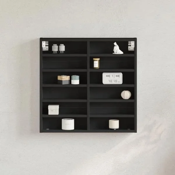 vidaXL Vitrinskåp svart 60x8,5x58 cm ingenjörsträ 847962