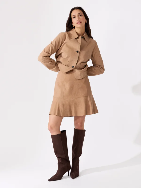 MATCH - Larizza skinnskjørt - Marie Philippe - Str. 34 - Dame - Kjoler & Skjørt - Brun - 100% saueskinn