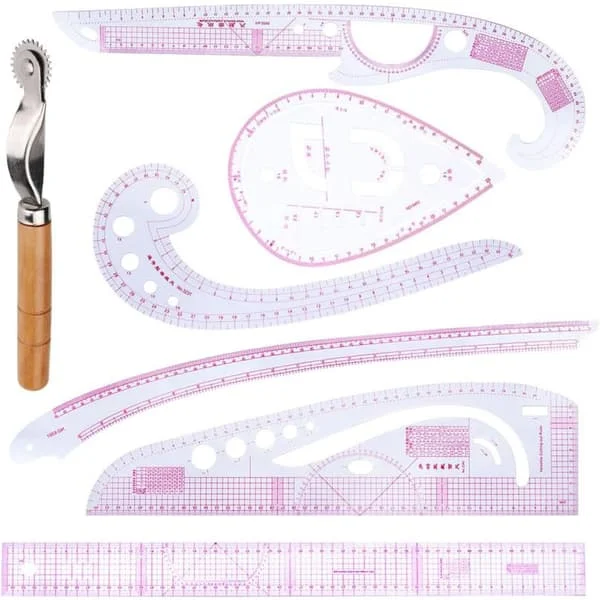 Sewing Ruler Ruler DIY Sewing Ruler Ruler Kit 7 Pieces Plastic Metric Ruler Curve Filing Rulers for Sewing Sewing Pattern Foldable Drawing Template 