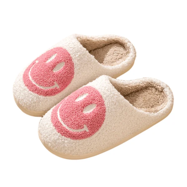 Behagelig Smiley Face Plys Hjemmesko Hyggelig Plys Varm Slip-on Hjemmesko med Memory Foam Hjemme Slip-on Pels Hjemmesko Polstret Hjemmesko