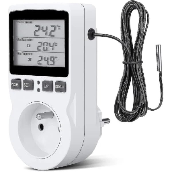 Digital / Varme Kjøling Termostatuttak LCD temperaturregulator, 230v For drivhus Temperaturregulator/terrariumtermostat (uttak)