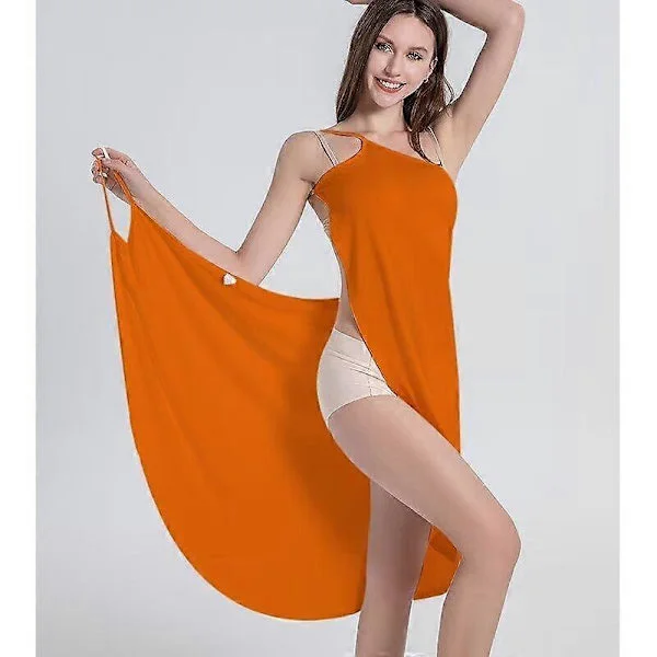 Handduk Dam Morgonrockar Bad Bärbar Handduk Klänning Dam Snabbtorkande Strand Spa Magisk Nattlinne Sovande Hemtextil orange{ROG}