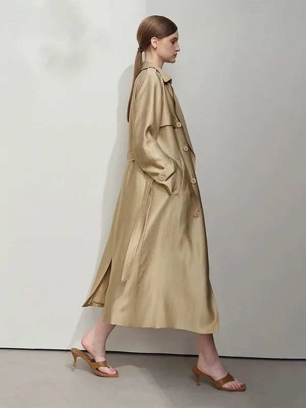 AliExpress - AMII Trench-coat Minimaliste Femme Printemps 2025 Nouvelle Collection Luxe Ample Élégant Col Rabattu Double Boutonnage Manteau Long 