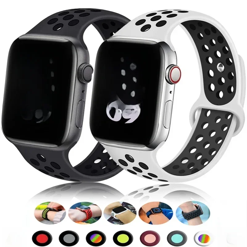 AliExpress - Sportarmband für Apple Watch Band 46 mm 44 mm 40 mm 42-38-41 mm 45 mm Atmungsaktives Armband iWatch Serie 10 9 8 7 6 SE 5 3 Ultra 2 49 mm