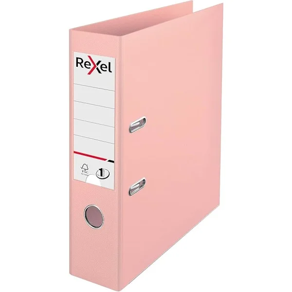 A4 Brevordner, 75 mm Rygbredde, 500 Ark Kapacitet, Plastik Cover, Arkivmappe, 2115532, Lys Pink