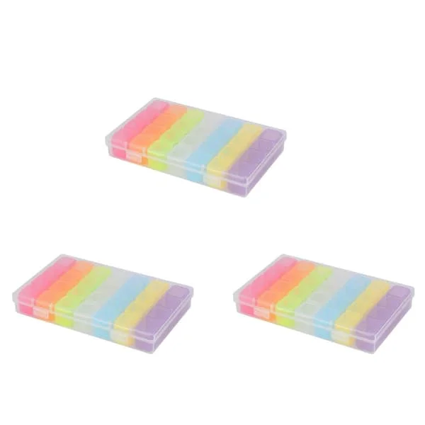 3X 28 gitter plastik opbevaringsboks Smykkeskrin Perleboks Neglekunst Rhinestone Diamantboks