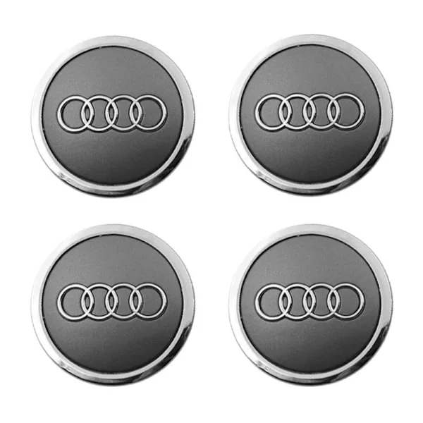 Centrumkapslar för Audi 61 mm 4-pack grå med kromkant grå med kromkant_Paris grå med kromkant-Perf