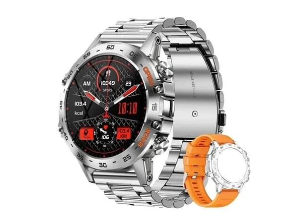 Smartwatch Herr Militär Fitness Tracker för Iphone Android Aktivitetsmätare 1,39 Tum Silver