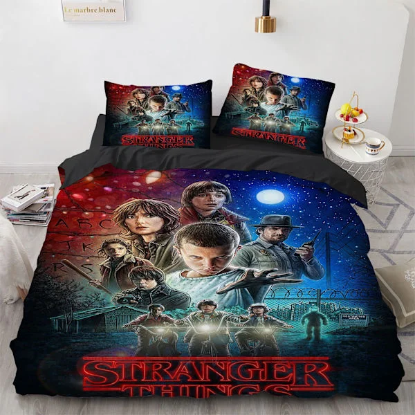 Stranger Things Sengetøj Polyester Dynebetræk Sæt med Filmkarakterer 200x200