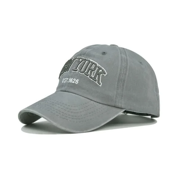 New York Broderi Baseball Kepsar Distressed Faded Cap GRÅ