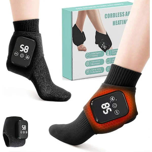 Foot Renew Triple Method Massager – 3-in-1 Cordless Portable Foot and Ankle Massager, 3 Vibration Modes and 3 Heat Levels for Heel and Arch 1PC