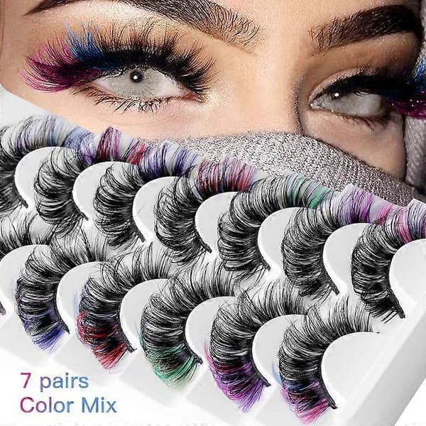 Naturlige falske øjenvipper, falske vipper, 7 par falske øjenvipper naturligt look, 3D fluffy, luftige kunstige mink dramatiske volumen øjenvipper.