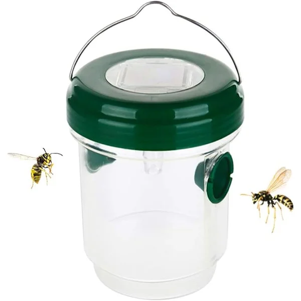 Solcellsladdad LED-getingfälla Vattentät Bi-fälla Hängande Getingsfångare för att fånga getingar och insekter inomhus och utomhus