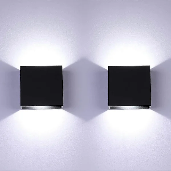 2 LED-vägglampor, upp- och nedåtriktade inomhusvägglampor, moderna vägglampor, svarta, 7W aluminium