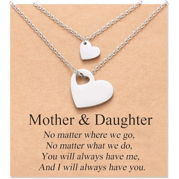 Mamma Dotter Halsband Set för 2/3 Mors Dag Presenter till Mamma och Dotter, Matchande Hjärtformade Smycken, Mors Dag Presenter från Döttrar