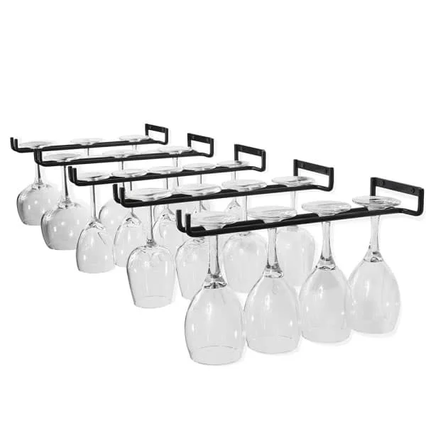 Hanging Glass Holder - Wine Rack with 5 Rails for 13-18 Glasses