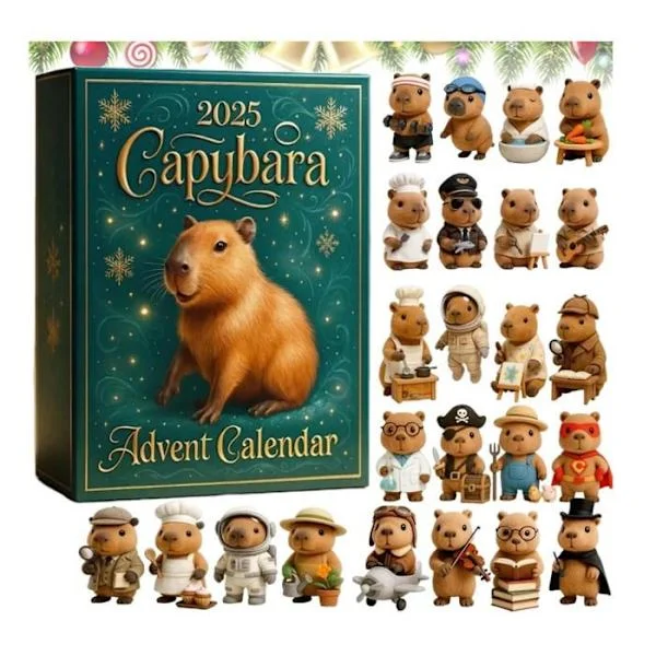 Capybara julekalender, 24 capybara julekalendere, med 24 2D akryl capybara vedhæng, juletræsdekorationer[YJD]